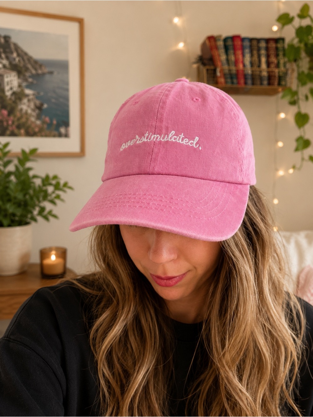 Overstimulated Embroidered Pink Dad Hat Adjustable Cap